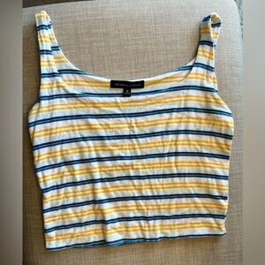 Kendall & Kylie Striped Scoop Neck Tank in White, Yellow & Navy